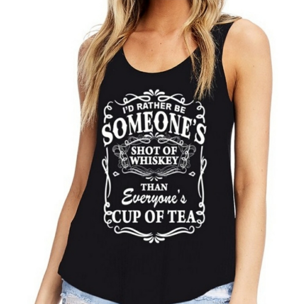NEW Shot of Whiskey Black Graphic Tank Top